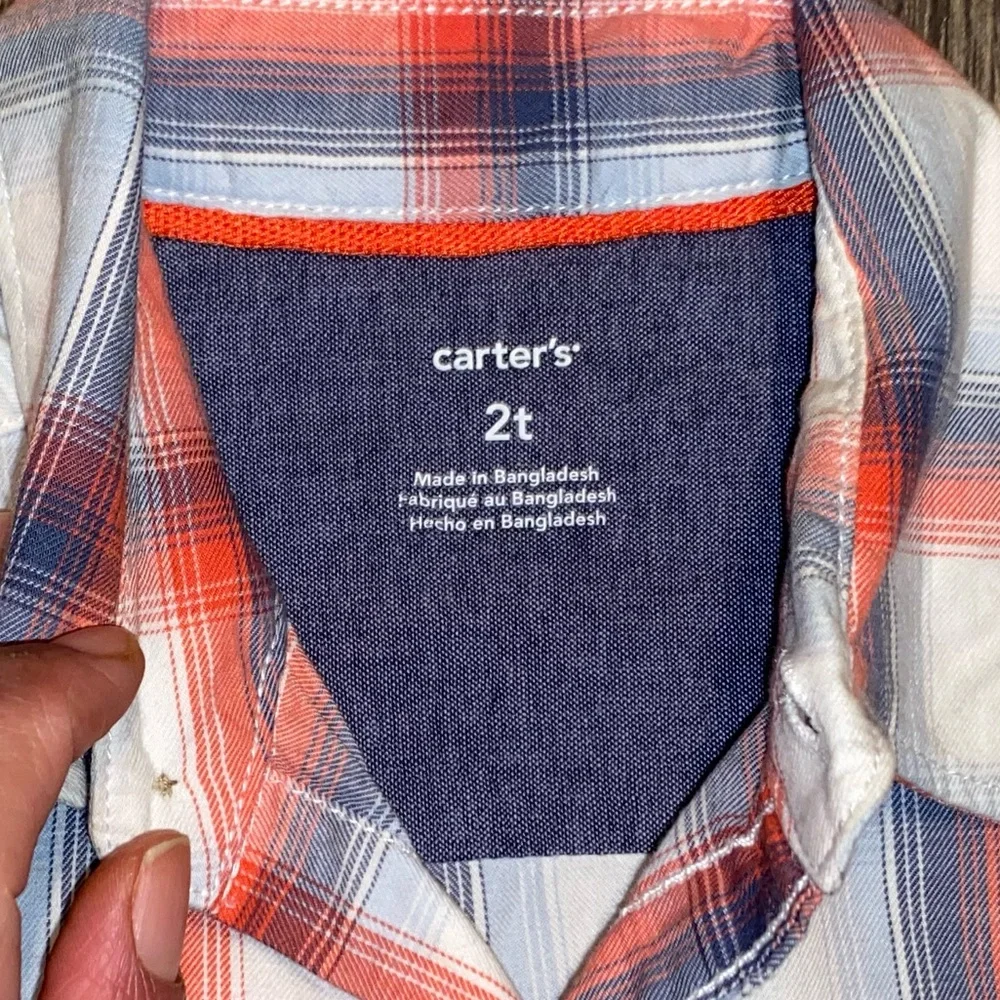 Carters Boys Long Sleeve Plaid Button Down Shirt Size 2T